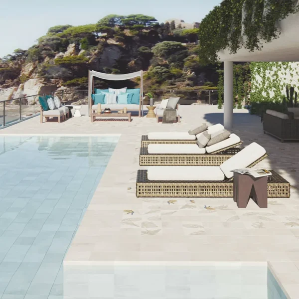 Mosaïques phosphorescentes pour piscine en vert éclatant dans l’eau