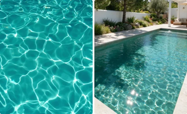 Carrelage Bali dans une piscine de jardin baignée de soleil